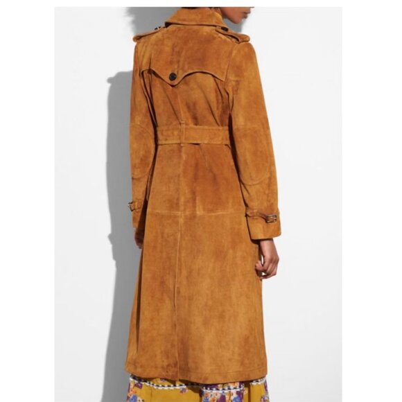 Coach Honey Lamb Leather Suede Belted Trench - Picture 4 of 16